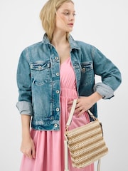 Accessorize Stripe Raffia Crossbody Bag - Bild 3 von 3