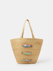 Accessorize Natural Beaded Fish Woven Basket Bag - Image 1 of 3