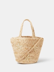 Accessorize Natural Embroidered Starfish Raffia Bag - Image 1 of 3