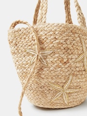 Accessorize Natural Embroidered Starfish Raffia Bag - Image 2 of 3