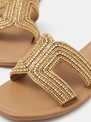 Accessorize Gold Beaded Cut Out Sandals - Image 3 of 3