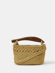Accessorize Gold Fish Handle Woven Crossbody Bag - Image 1 of 3