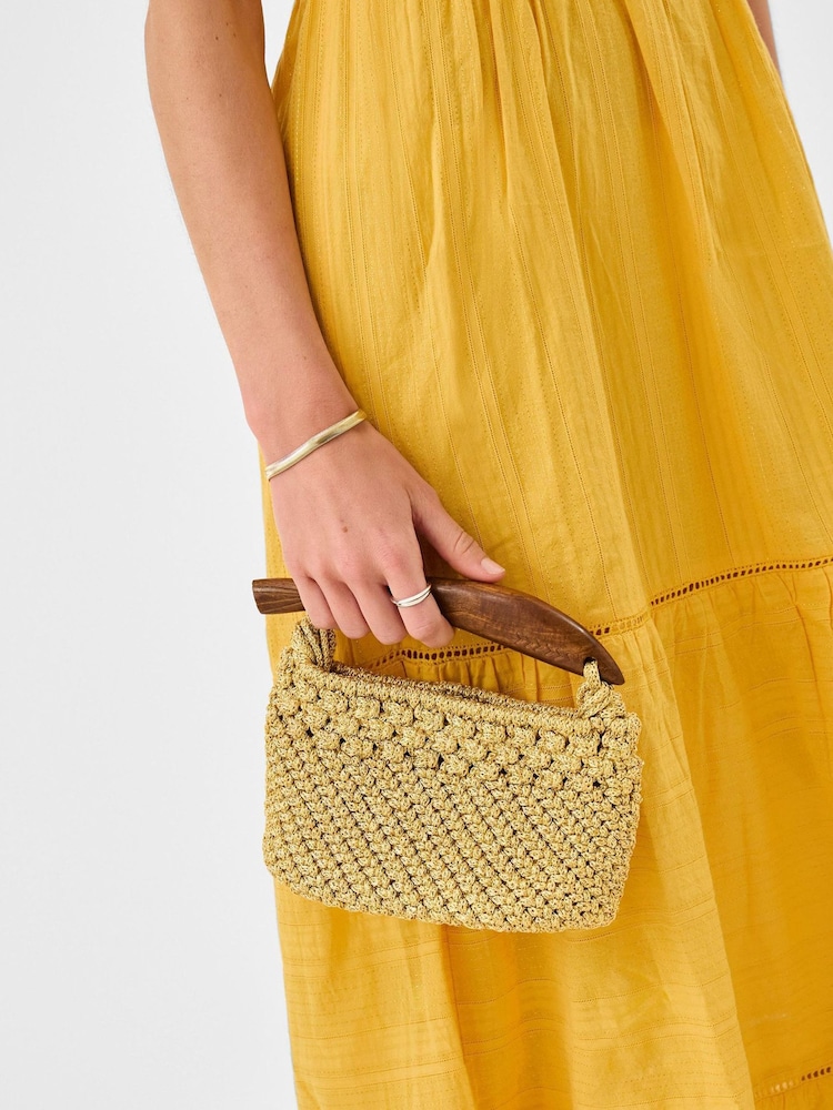 Accessorize Gold Fish Handle Woven Crossbody Bag - Image 3 of 3 Accessorize Gold Fish Handle Woven Crossbody Bag - Image 3 of 3