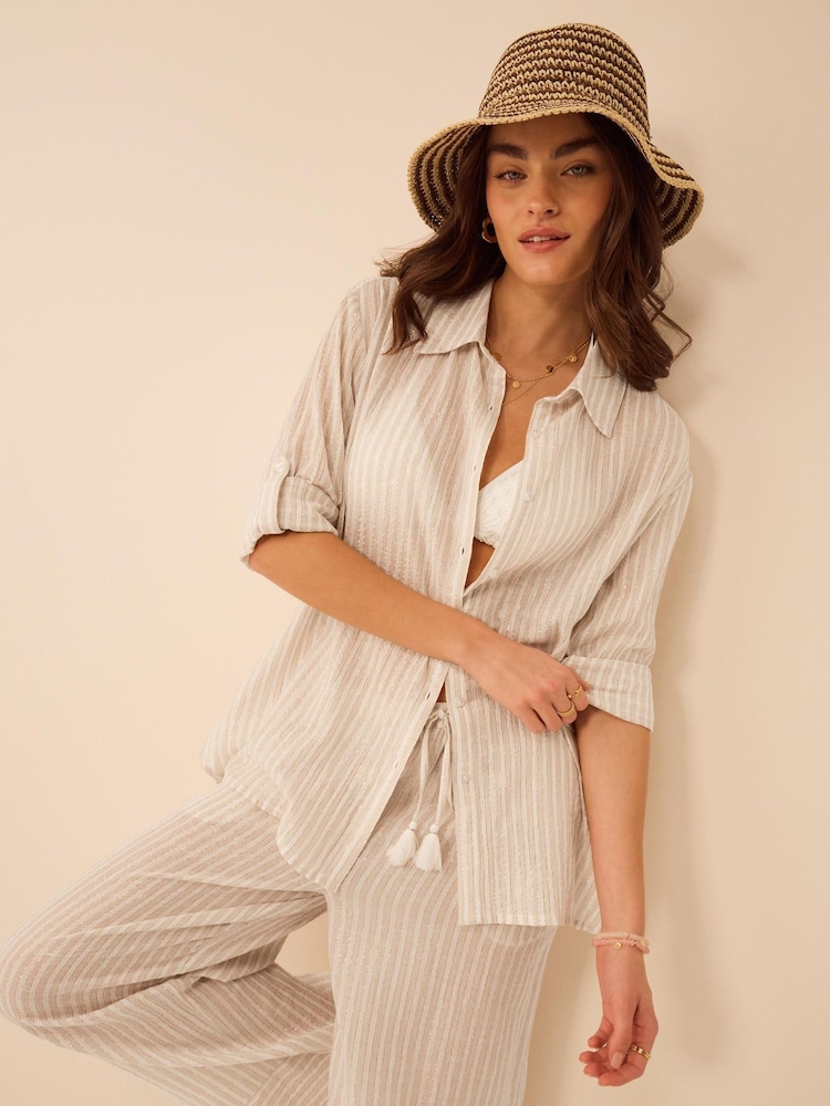 Accessorize Gold Shimmer Stripe Shirt - Image 1 of 4