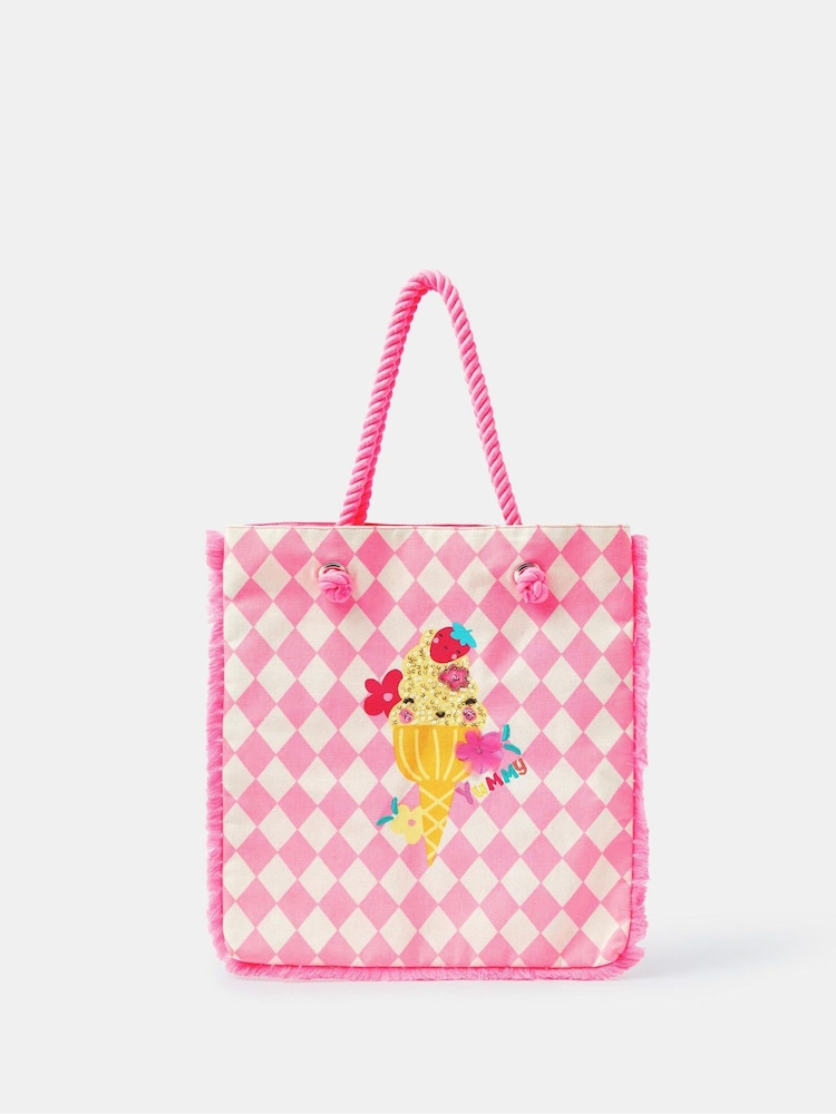 Angels By Accessorize Pink Girls Embellished Ice Cream Tote Bag - Image 1 of 2