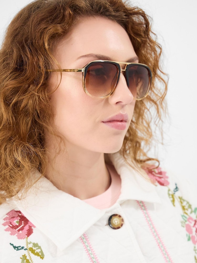 Accessorize Brown Ombré Aviator Sunglasses - Image 2 of 2