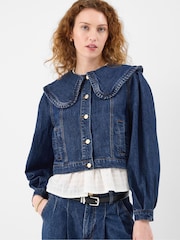 Accessorize Blue Frill Collar Denim Jacket - Image 1 of 4