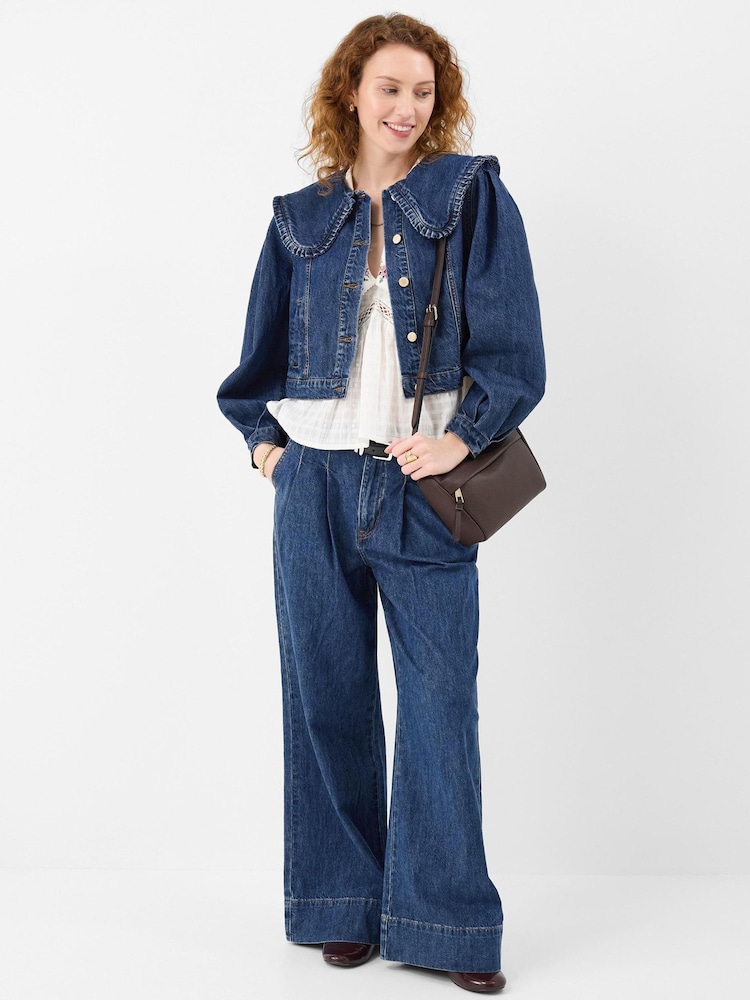 Accessorize Blue Frill Collar Denim Jacket - Image 2 of 4 Accessorize Blue Frill Collar Denim Jacket - Image 2 of 4