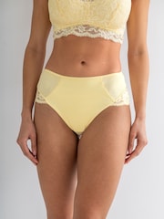 Pour Moi Yellow Love To Lounge Lace and Modal Rib Midi Briefs - Image 2 of 5