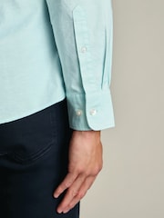 Charles Tyrwhitt Green Stripe Button-Down Stretch Washed Oxford Shirt - Image 3 of 5