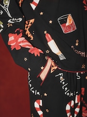 Rockett St George Black Falalala Christmas Pyjamas Set - Image 5 of 5