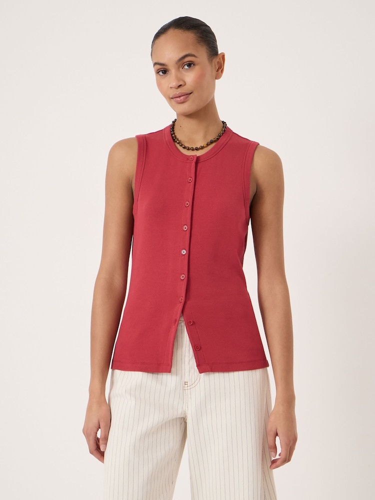 Hush Red Ayana Button Ribbed Vest - Image 1 of 5