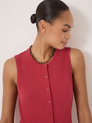 Hush Red Ayana Button Ribbed Vest - Image 4 of 5
