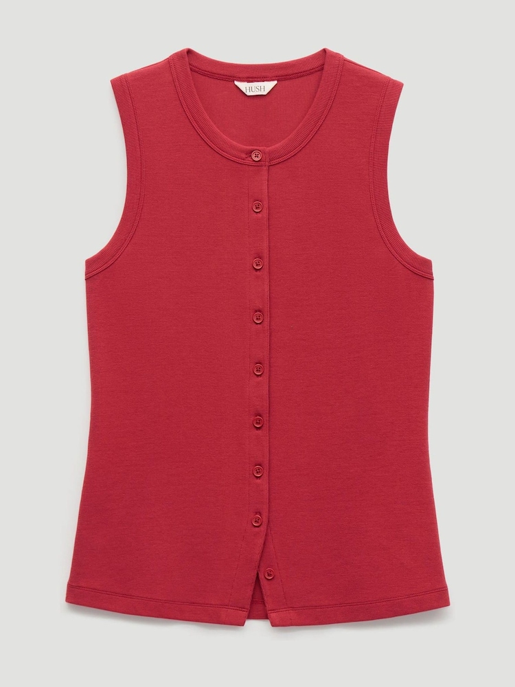 Hush Red Ayana Button Ribbed Vest - Image 5 of 5