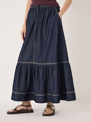 Hush Betty Tiered Denim Midi Skirt - 4的图像2｝