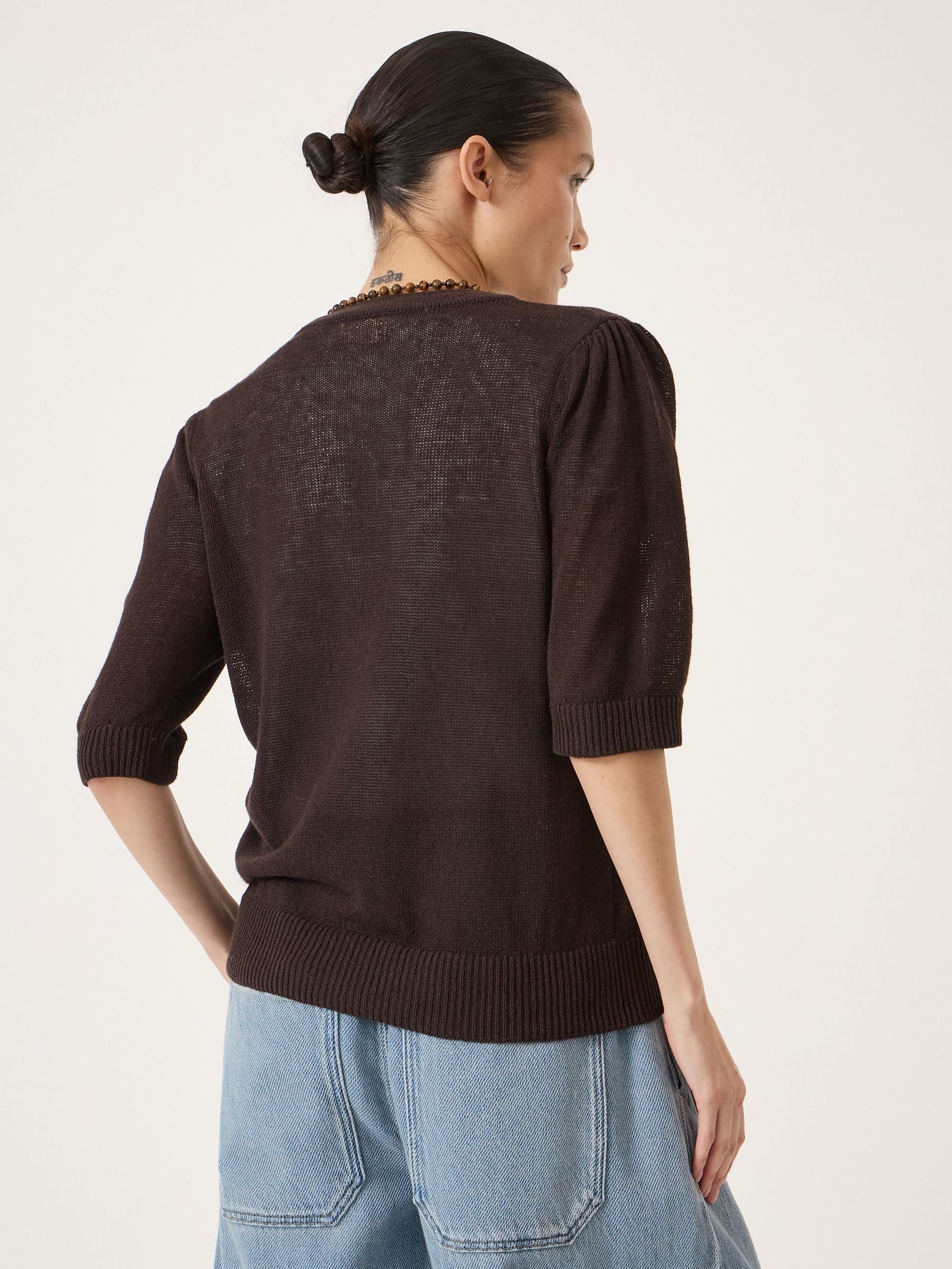 Buy Hush Brown Celeste Short Sleeve Linen Blend Cardigan from Next USA