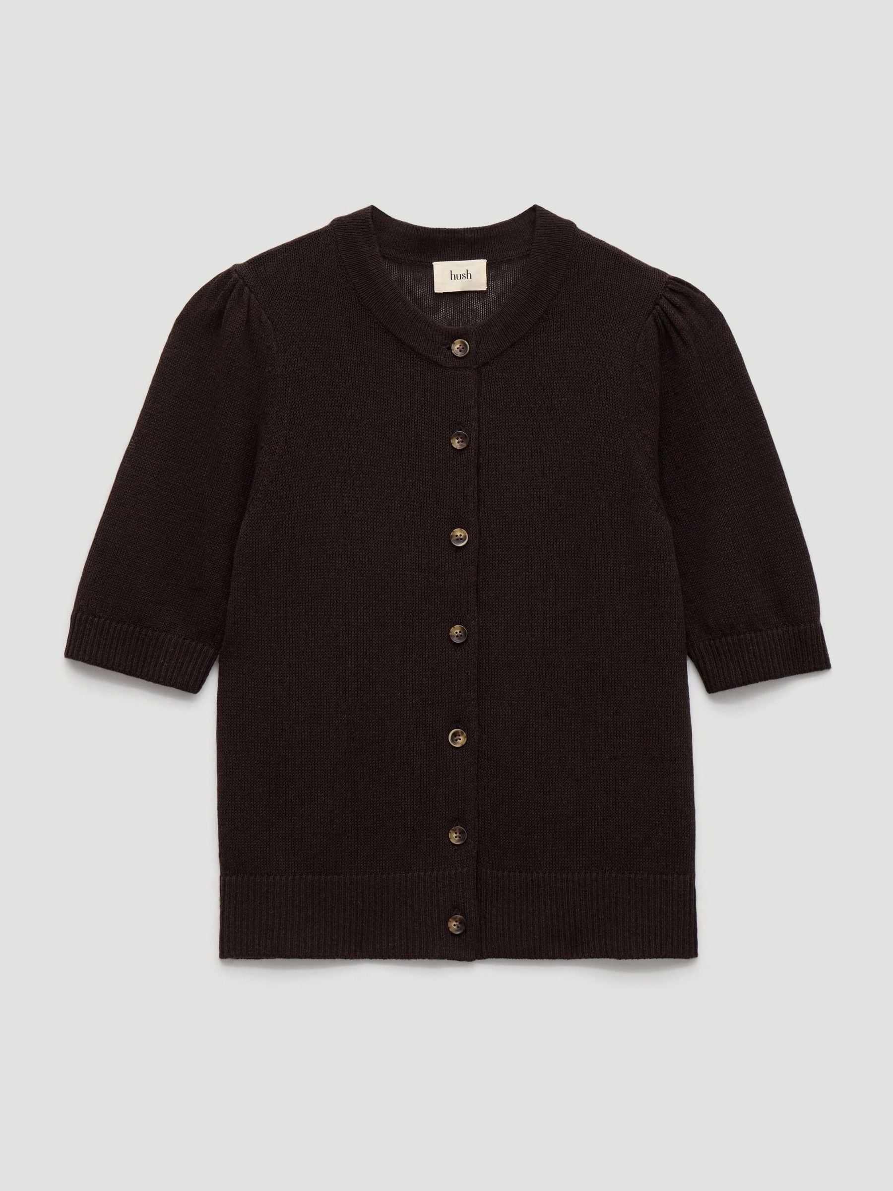 Buy Hush Brown Celeste Short Sleeve Linen Blend Cardigan from Next USA