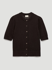 Hush Brown Celeste Short Sleeve Linen Blend Cardigan - Image 5 of 5