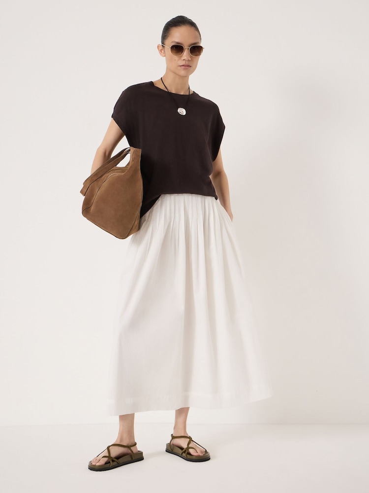Hush White Maddie Pleated Cotton Voile Midi Skirt - Image 1 of 5 Hush White Maddie Pleated Cotton Voile Midi Skirt - Image 1 of 5