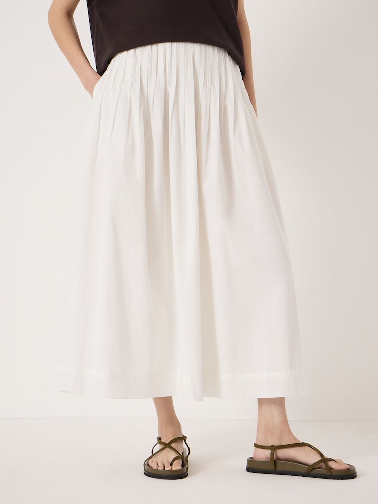 Hush White Maddie Pleated Cotton Voile Midi Skirt - Image 2 of 5 Hush White Maddie Pleated Cotton Voile Midi Skirt - Image 2 of 5