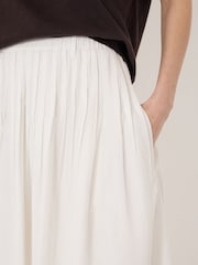 Hush White Maddie Pleated Cotton Voile Midi Skirt - Image 4 of 5