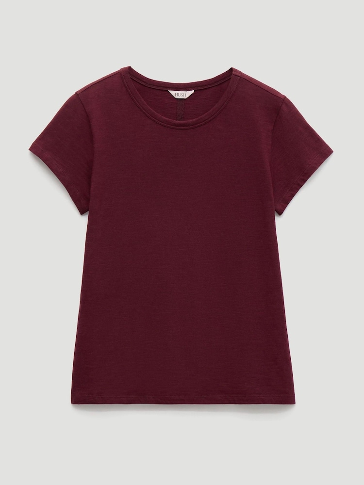 Hush Slim Fit Slub Cotton Crew T-Shirt - Bild 5 von 5