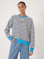 Hush Blue Luca Stripe Heavyweight Sweatshirt - Image 1 of 5