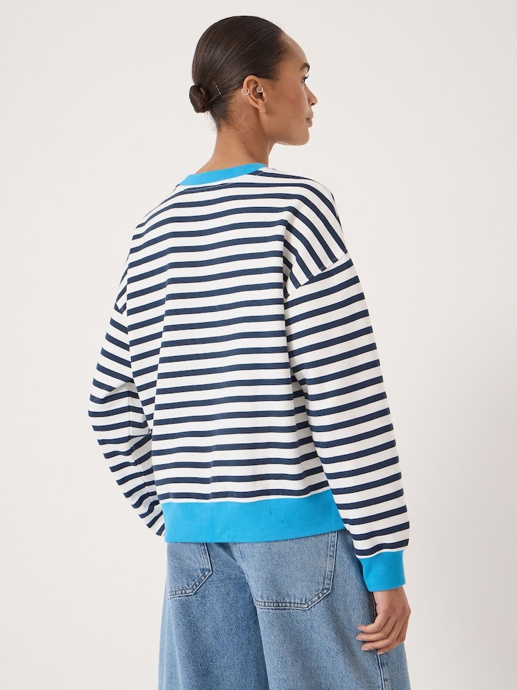 Hush Blue Luca Stripe Heavyweight Sweatshirt - Image 2 of 5