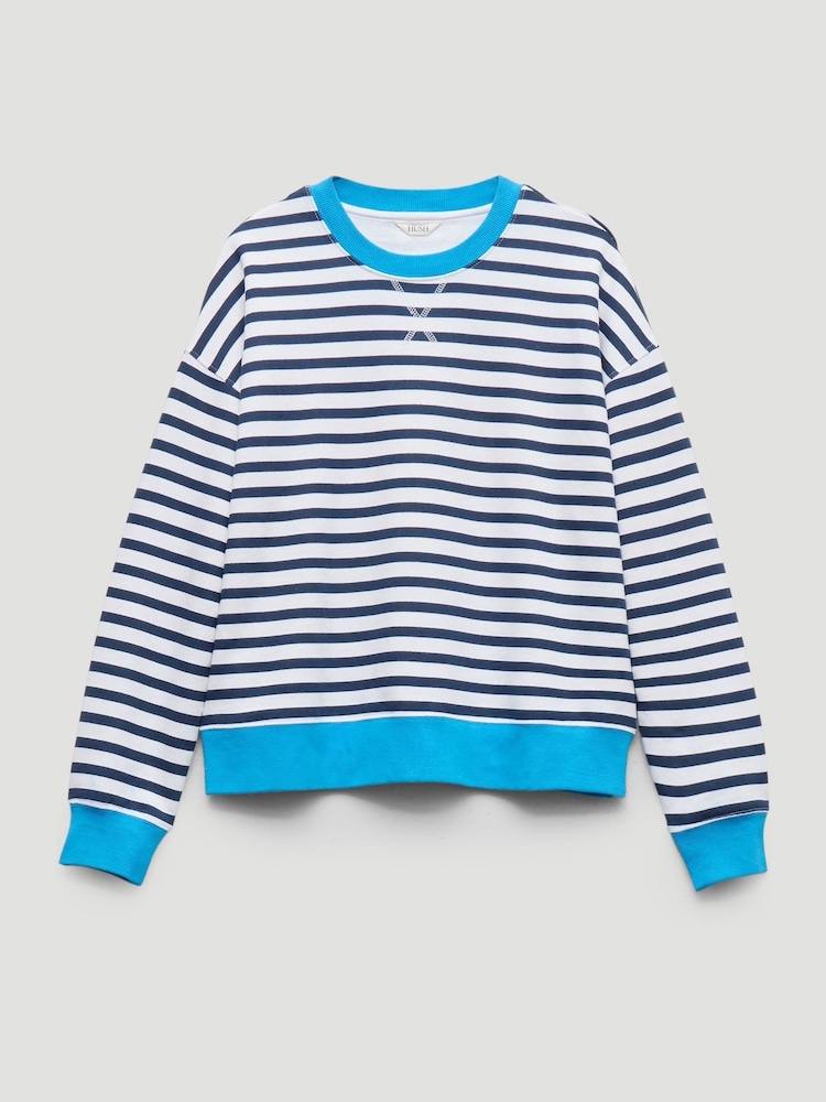 Hush Blue Luca Stripe Heavyweight Sweatshirt - Image 5 of 5