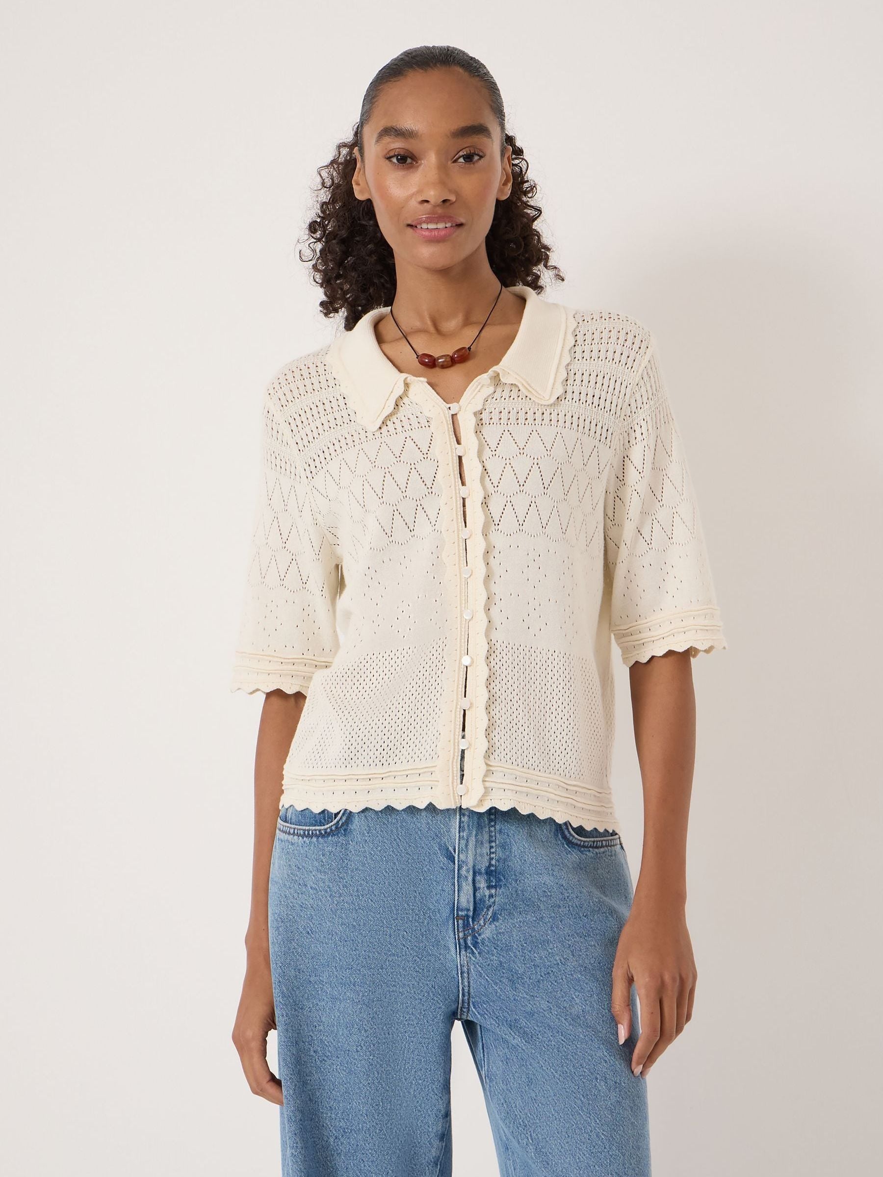 Buy Hush Natural Pointelle Cotton Cardigan from Next USA