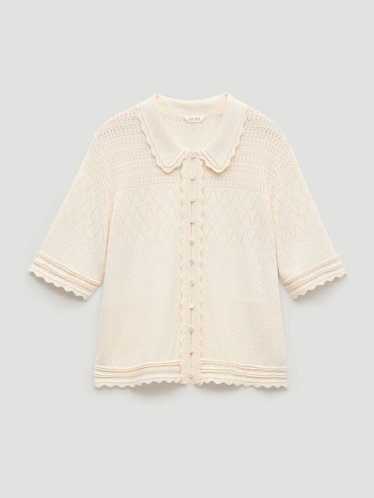 Hush Natural Pointelle Cotton Cardigan - Image 5 of 5