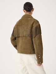 Hush Green Oona Fringe Suede Jacket - Image 3 of 6