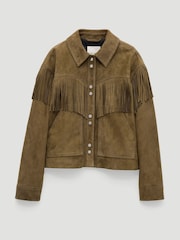 Hush Green Oona Fringe Suede Jacket - Image 6 of 6
