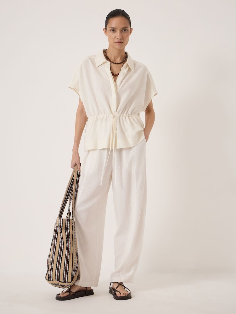 Hush White Mirai Linen Short Sleeve Shirt - Image 2 of 6 Hush White Mirai Linen Short Sleeve Shirt - Image 2 of 6