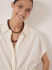 Hush White Mirai Linen Short Sleeve Shirt - Image 4 of 6