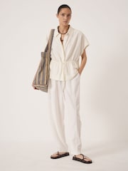 Hush White Mirai Linen Short Sleeve Shirt - Image 5 of 6