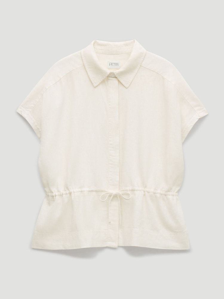 Hush White Mirai Linen Short Sleeve Shirt - Image 6 of 6 Hush White Mirai Linen Short Sleeve Shirt - Image 6 of 6