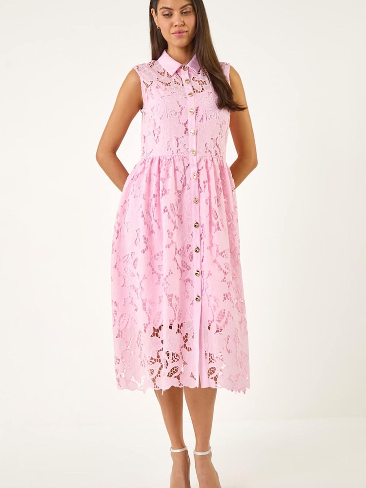 pink lace shirt dress Buy Roman Pink Lace Shirt Belted Dress from Next USA