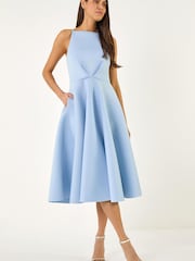 Roman Blue Twist Front Prom Dress - Image 1 of 5