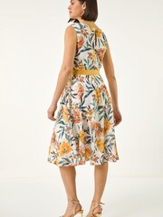 Roman White Floral Print Lace Stretch Dress - Image 2 of 5