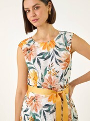 Roman White Floral Print Lace Stretch Dress - Image 3 of 5