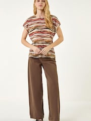 Roman Cream/Beige Abstract Print Top - Image 4 of 5