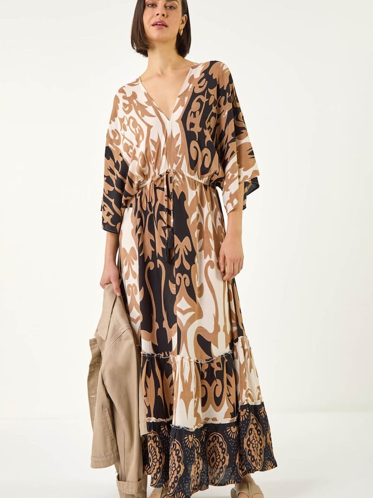 Roman Brown Boho Border Print Maxi Dress - Image 2 of 5