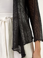 Roman Black Crochet Edge To Edge Cardigan - Image 5 of 5