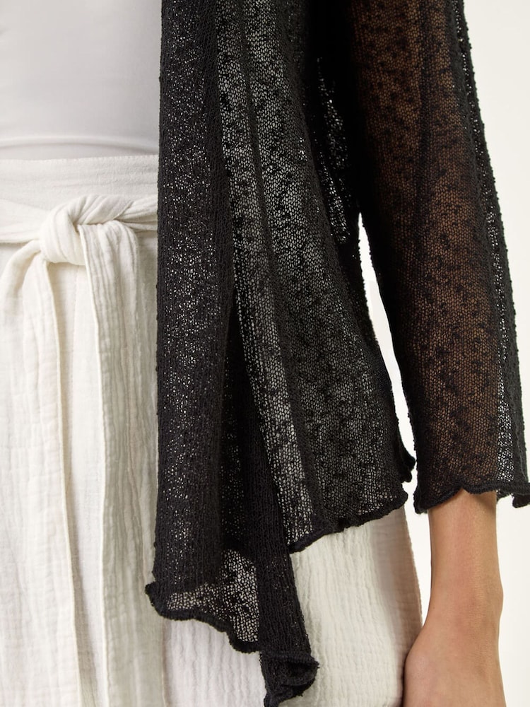 Roman Black Crochet Edge To Edge Cardigan - Image 5 of 5