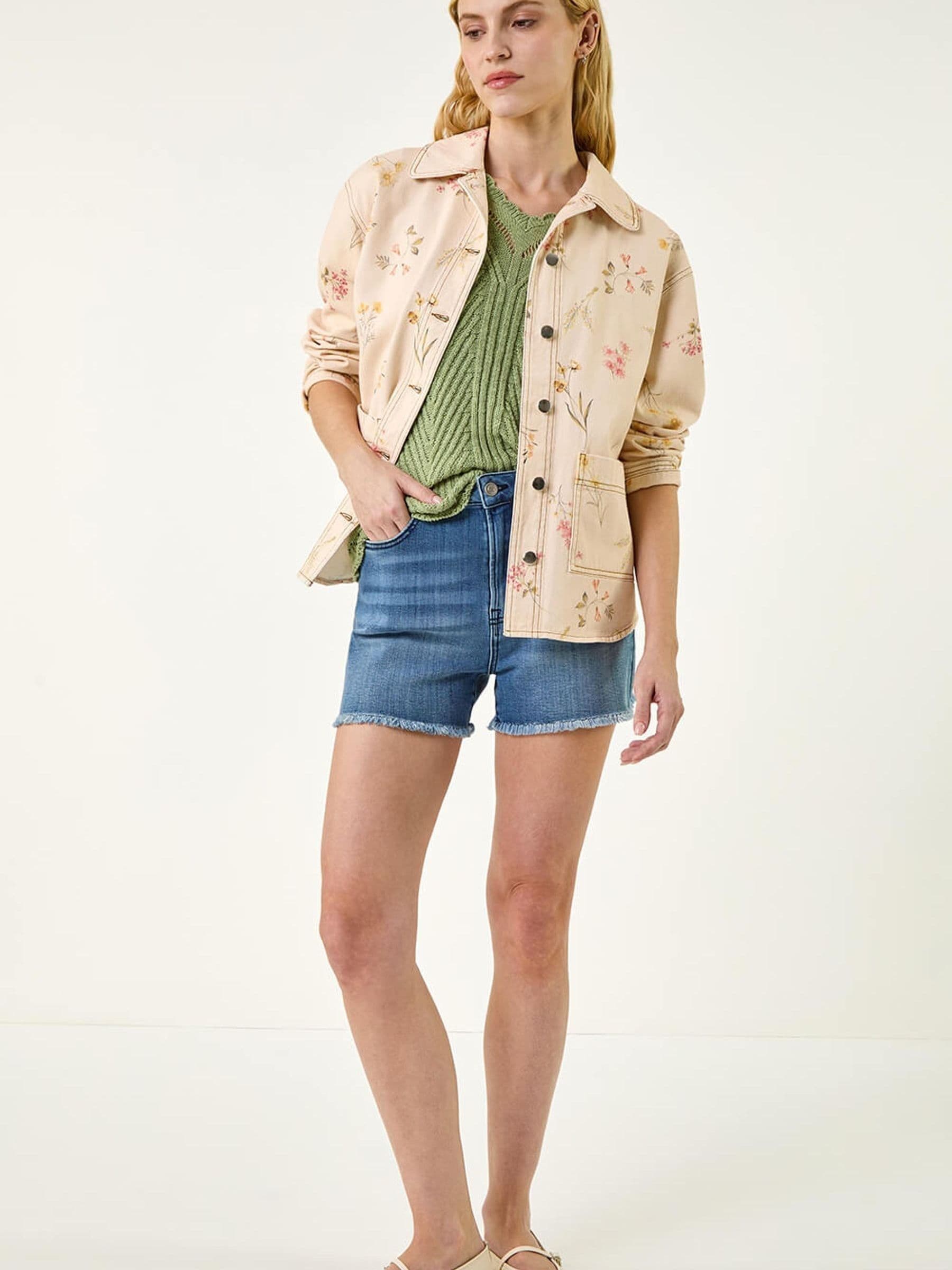 Buy Roman Natural Floral Denim Jacket from the Next UK online shop