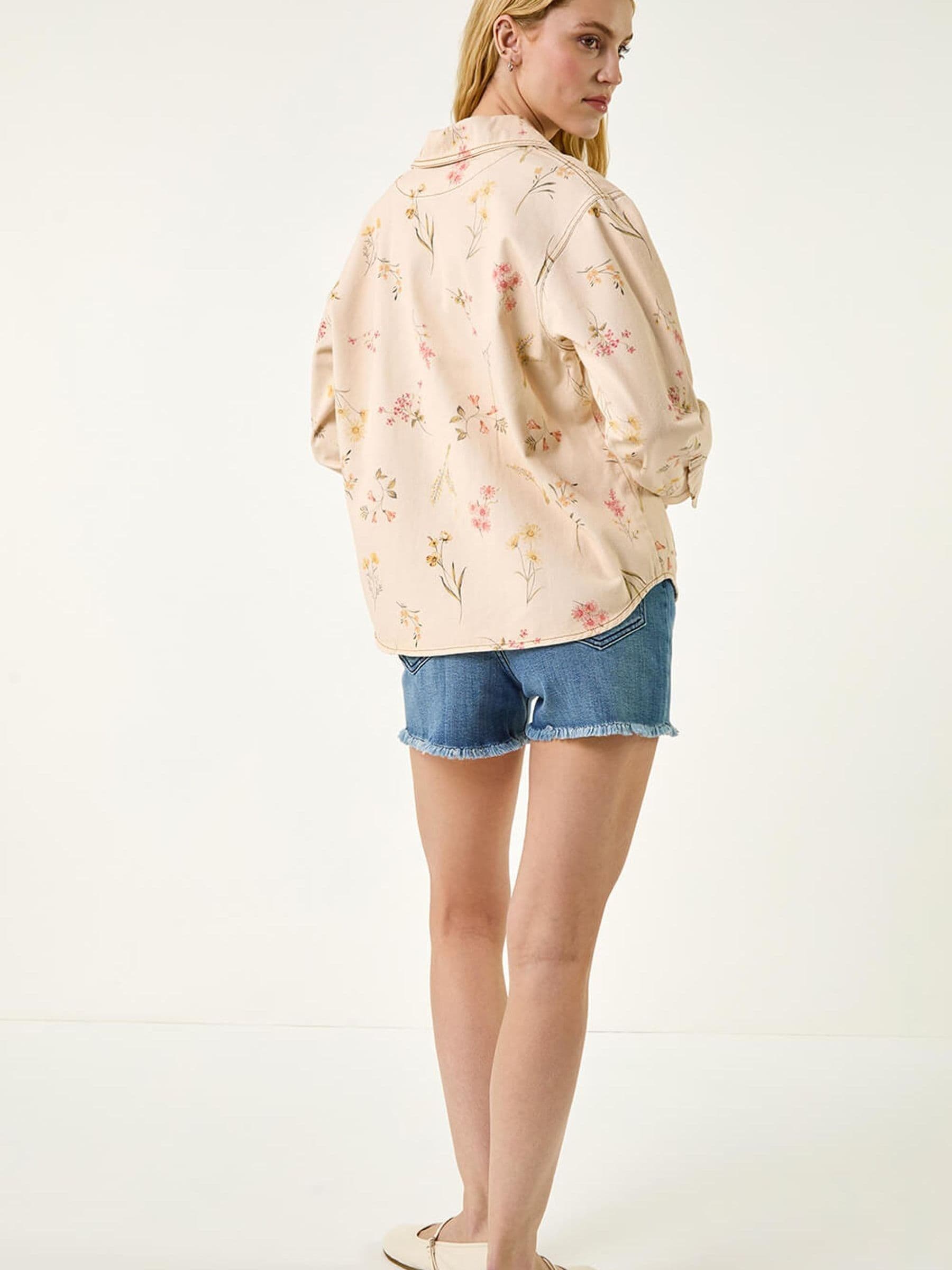 Buy Roman Natural Floral Denim Jacket from the Next UK online shop