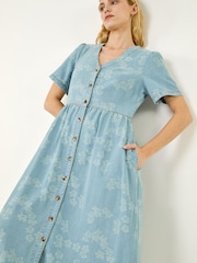Синій - Roman Floral Denim Shirt Dress - Image 1 of 5