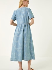 Синій - Roman Floral Denim Shirt Dress - Image 3 of 5