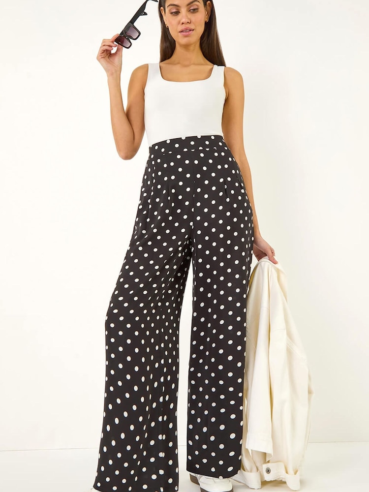 Roman Black Spot Print Wide Leg Trousers - Image 1 of 5